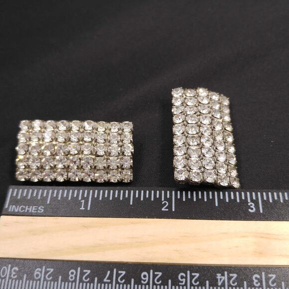 Vintage 1960s MUSI Shoe Clips Clear Rhinestone Austrian Crystal Wedding Bridal - Picture 8 of 10